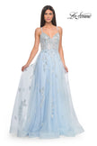 Picture of: Two Tone Tulle A-Line Prom Dress with Floral Beaded Detail in Light Blue, Style: 32090, Detail Picture 10
