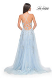 Picture of: Two Tone Tulle A-Line Prom Dress with Floral Beaded Detail in Light Blue, Style: 32090, Detail Picture 11