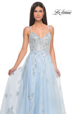 Picture of: Two Tone Tulle A-Line Prom Dress with Floral Beaded Detail in Light Blue, Style: 32090, Detail Picture 13