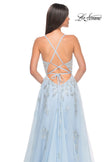 Picture of: Two Tone Tulle A-Line Prom Dress with Floral Beaded Detail in Light Blue, Style: 32090, Detail Picture 14
