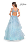 Picture of: Layered Tulle Long Prom Gown with Lace Appliques in Light Blue, Style: 27256, Back Picture