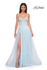 Picture of: Polka Dot Tulle Prom Dress with Sheer Corset Top in Light Blue, Style 32716, Detail Picture 4