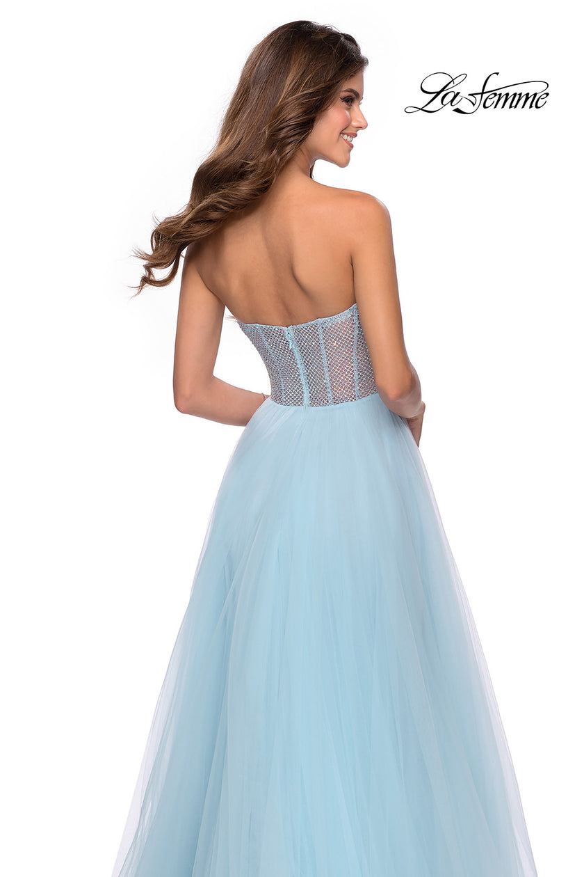 Picture of: Tulle A-line Ball Gown with Net Beaded Bodice in Light Blue, Style: 28559, Detail Picture 5