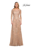 Picture of: Mother of the Bride Lace Dress with Three-Quarter Sleeves in Gold, Style: 30021, Main Picture