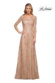 Picture of: Mother of the Bride Lace Dress with Three-Quarter Sleeves in Gold, Style: 30021, Detail Picture 3