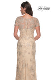 Picture of: Gorgeous Beaded Long Gown with Short Sleeves and V Neck in Light Gold, Style: 30798, Detail Picture 4