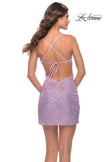 Picture of: Criss Cross Ruched Front with Side Cut Outs Mini in Light Periwinkle, Style: 30987, Detail Picture 2