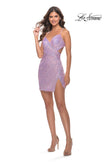 Picture of: Criss Cross Ruched Front with Side Cut Outs Mini in Light Periwinkle, Style: 30987, Detail Picture 6