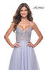 Picture of: Beautiful Rhinestone Beaded Illusion Top Tulle Prom Dress in Light Periwinkle, Style: 32020, Main Picture