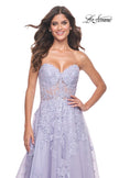 Picture of: Sweetheart Strapless Tulle A-Line Prom Dress with Lace Details in Light Periwinkle, Style: 32145, Main Picture