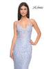 Picture of: Beaded Lace Long Dress with Illusion Bodice in Light Periwinkle, Style: 32434, Main Picture