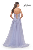 Picture of: Sweetheart Tulle Strapless Gown with Lace Applique in Light Periwinkle, Style: 31363, Detail Picture 8