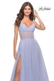 Picture of: Tulle A-line Prom Dress with Corset Sheer Bodice in Light Periwinkle, Style: 31502, Detail Picture 8