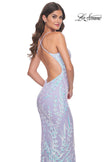 Picture of: Fitted Print Sequin Pastel Prom Dress in Light Periwinkle, Style: 31944, Detail Picture 9