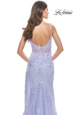 Picture of: Lace Long Dress with High Side Slit and V Neckline in Light Periwinkle, Style: 31125, Detail Picture 10
