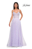 Picture of: Polka Dot Tulle Prom Dress with Sheer Corset Top in Light Periwinkle, Style 32716, Detail Picture 10