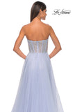 Picture of: Rhinestone Embellished A-line Tulle Gown with Corset Top in Light Periwinkle, Style: 32278, Detail Picture 11