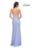 Picture of: Strapless Net Jersey Prom Dress with Unique Rhinestones in Light Periwinkle, Style 32774, Detail Picture 12