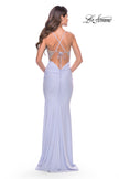 Picture of: Stunning Rhinestone Encrusted Bodice with Jersey Skirt in Light Periwinkle, Style: 31591, Back Picture