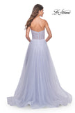 Picture of: Sweetheart Tulle and Rhinestone Prom Dress with Illusion Detail in Light Periwinkle, Style: 31997, Back Picture
