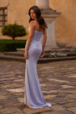 Picture of: Chic Ruched Prom Dress in Net Jersey in Light Periwinkle, Style 32383, Back Picture