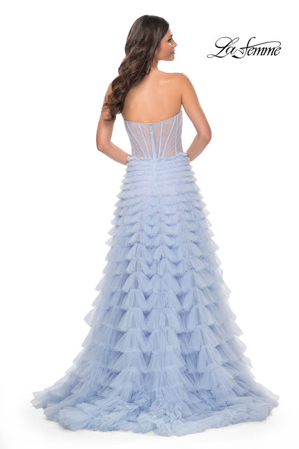 Picture of: A-Line Ruffle Tulle Prom Dress with Sweetheart Top in Purple, Style: 32447, Back Picture