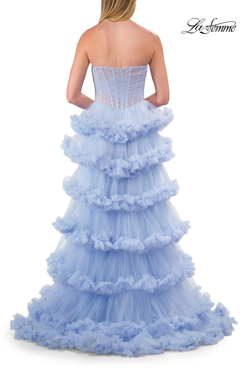 Picture of: Fabulous Tiered Ruffle Skirt Prom Dress with Strapless Top in Light Periwinkle, Style: 33717, Detail Picture 19