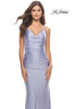 Picture of: Open Lace Up Back Long Gown with Lace Side Detail in Light Periwinkle, Style: 31365, Detail Picture 1