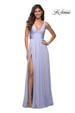 Picture of: Empire Waist Gown with Deep V Neckline in Light Periwinkle, Style: 30641, Detail Picture 2