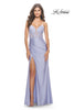 Picture of: Long Dress with Jersey Skirt and Lace Illusion Bodice in Neon in Light Periwinkle, Style: 31411, Detail Picture 2