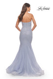 Picture of: Rhinestone Fully Embellished Prom Dress with Sheer Bodice in Neon in Light Periwinkle, Style: 31421, Detail Picture 2