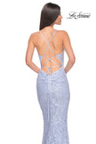 Picture of: Beaded Lace Long Dress with Illusion Bodice in Light Periwinkle, Style: 32434, Detail Picture 2