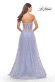 Picture of: Rhinestone Tulle Gown with Sheer Lace Bodice in Light Periwinkle, Style: 31367, Detail Picture 3