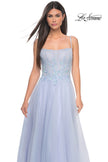 Picture of: Tulle A-line Dress with Beaded Lace Waist and Square Neckline in Light Periwinkle, Style: 32293, Detail Picture 3
