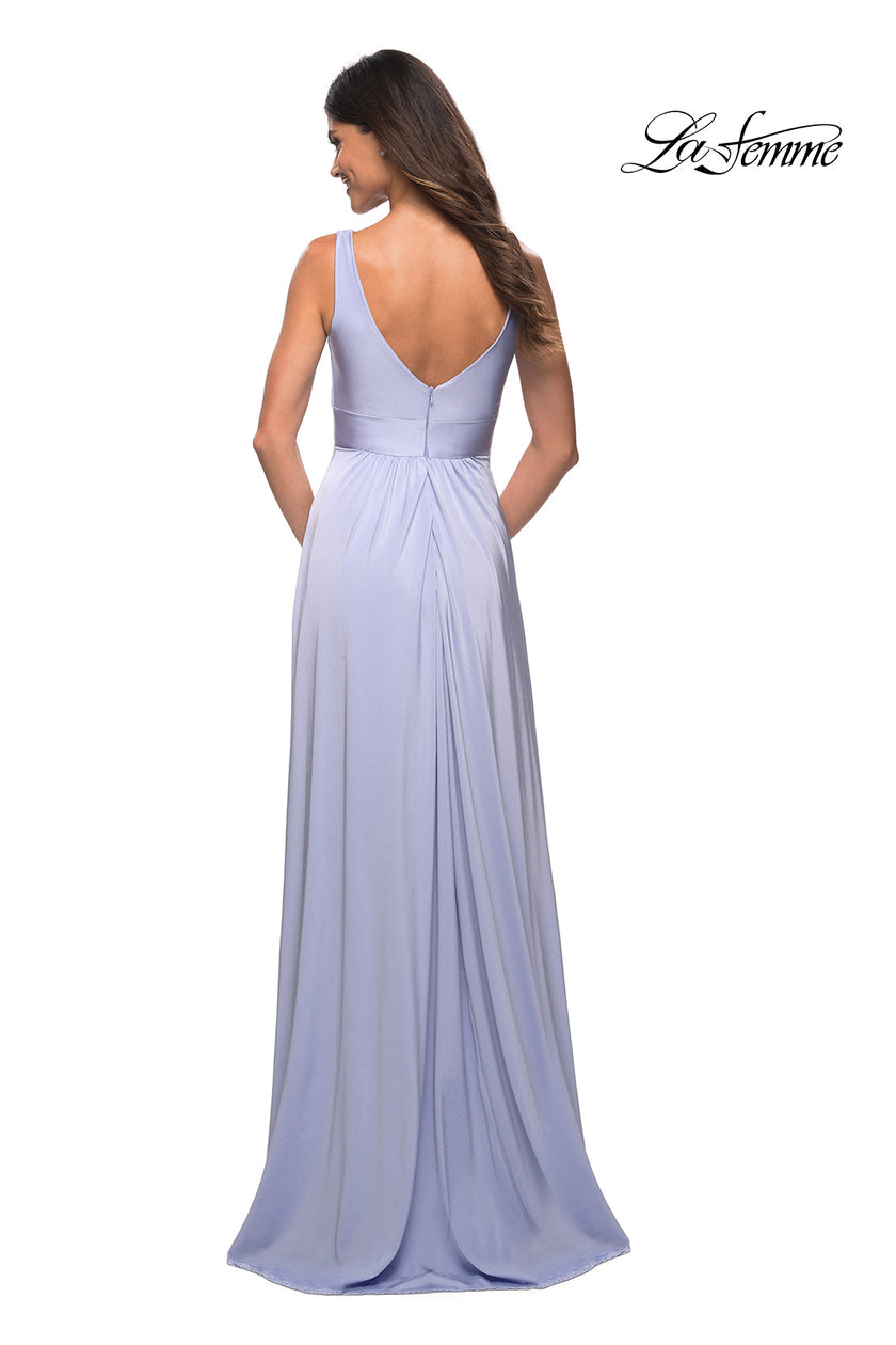 Picture of: Empire Waist Gown with Deep V Neckline in Light Periwinkle, Style: 30641, Detail Picture 4