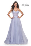 Picture of: Sweetheart Tulle and Rhinestone Prom Dress with Illusion Detail in Light Periwinkle, Style: 31997, Detail Picture 4