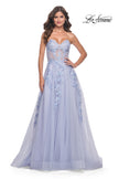 Picture of: Sweetheart Strapless Gown with Beautiful Lace Applique in Light Periwinkle, Style: 32082, Detail Picture 4