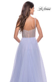 Picture of: Sheer Rhinestone Bodice A-Line Tulle Gown in Light Periwinkle, Style: 31578, Detail Picture 5