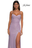 Picture of: Pastel Prom Dress with Metallic Fabric and Lace Up Back in Light Periwinkle, Style: 32964, Detail Picture 5