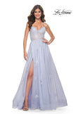 Picture of: A-Line Tulle Gown with Scallop Detail Bodice and Lace Applique in Light Periwinkle, Style: 32028, Detail Picture 6
