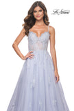 Picture of: A-Line Tulle Gown with Scallop Detail Bodice and Lace Applique in Light Periwinkle, Style: 32028, Detail Picture 7