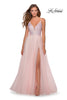 Picture of: Tulle and Sequin A Line Long Dress with Slit in Light Pink, Style: 28464, Main Picture