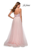 Picture of: Tulle and Sequin A Line Long Dress with Slit in Light Pink, Style: 28464, Back Picture