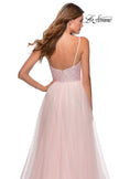 Picture of: Tulle and Sequin A Line Long Dress with Slit in Light Pink, Style: 28464, Detail Picture 2