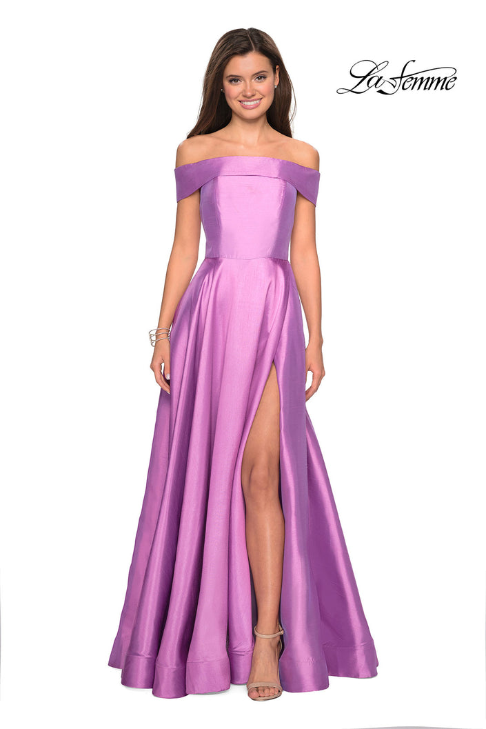 Picture of: Long Off The Shoulder Gown with Pockets in Light Purple, Style: 27005, Detail Picture 1