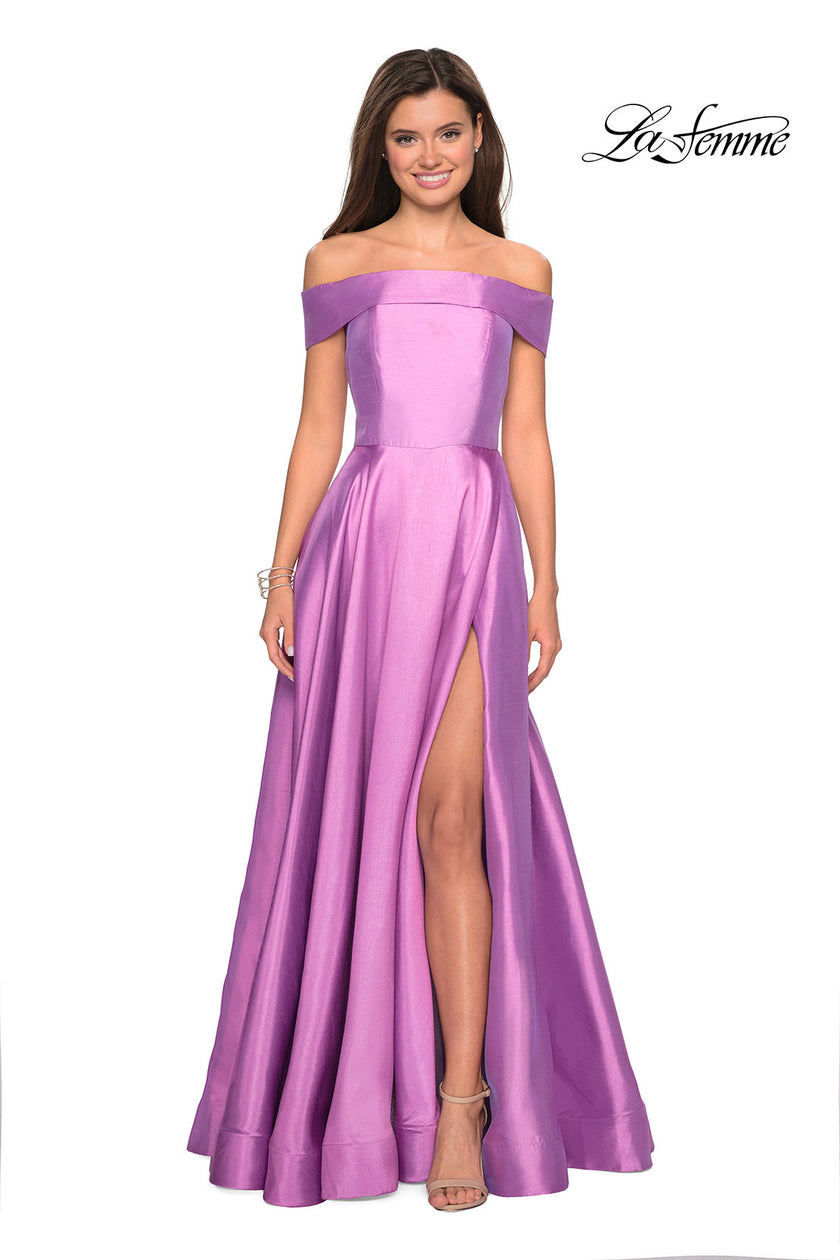Picture of: Long Off The Shoulder Gown with Pockets in Light Purple, Style: 27005, Detail Picture 1