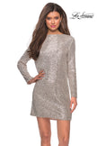Picture of: Long Sleeve Sequined Shift Homecoming Dress in Light Silver, Style: 28194, Detail Picture 10