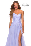Picture of: Strapless Tulle Dress with Cascading Floral Detail in Lilac Mist, Style: 28599, Detail Picture 10