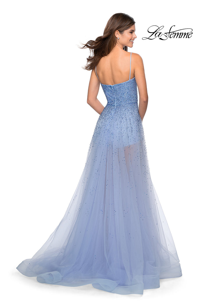 Picture of: Strapless Beaded Net Prom Dress with Sheer Bodice in Lilac Mist, Style: 28902, Back Picture