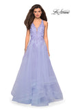 Picture of: Racer Back Lace Embellished Floor Length Ball Gown in Lilac Mist, Style: 27603, Detail Picture 1